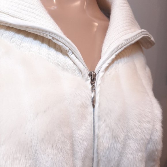 ESSENTIALS BY MILANO Faux Fur Ribbed Knit Jacket Zip Front Stretch 3X - Picture 4 of 15